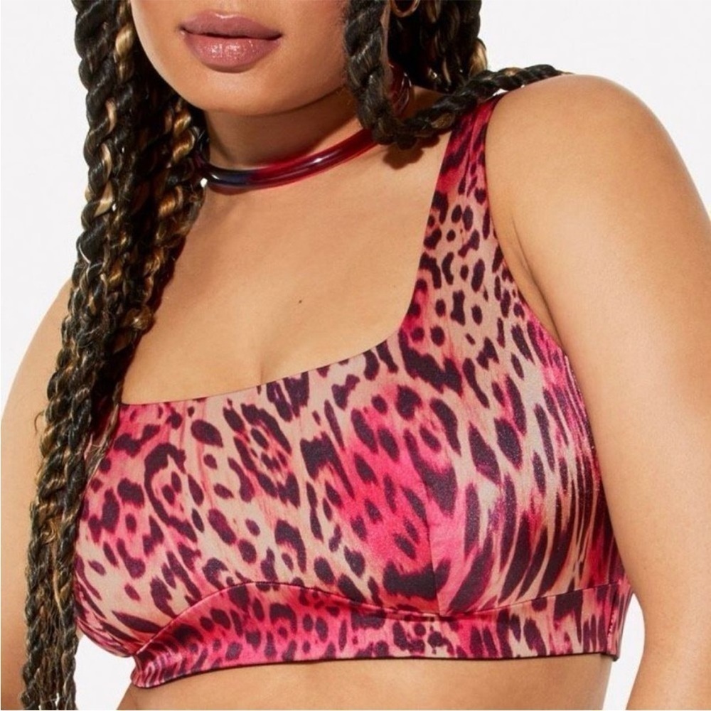 Yitty Headliner Shaping Midi Bralette Yitty Kitty Pink Animal Print NWT Plus 3X